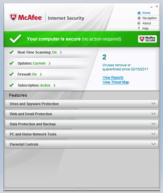 McAfee Internet Security 2012 – Functions