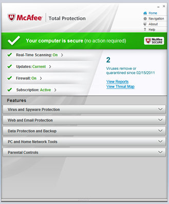 McAfee Internet Security 2012 – Functions