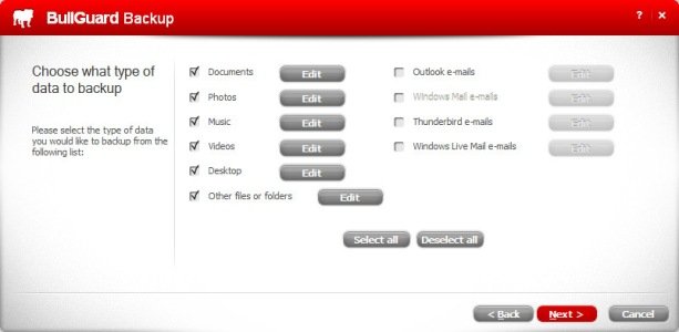 Use BullGuard&rsquo;s provide 5GB Online Backup to store your music, photos or business documents.