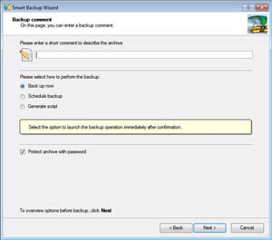 Easy encrypting within backup wizards