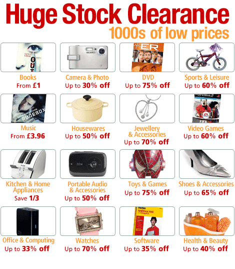 Amazon.co.uk Huge Stock Clearance - 1000s of low prices