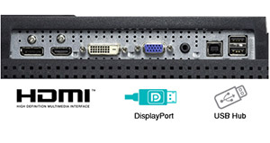Connect with HDMI, DisplayPort and USB hub