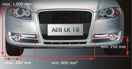 AEG Tagfahrlicht Abmessungen Auto