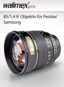 walimex pro 85/1,4 IF Objektiv f&uuml;r Pentax/ Samsung