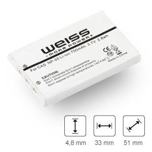 Weiss NP-20 Akku f&uuml;r Casio, 750mAh