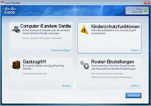 Screenshot der Cisco Connect Software