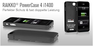 RAIKKO PowerCase 4 i1400 Schutz & Zusatzakku f&uuml;r iPhone 4
