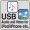 USB Audio and Video for iPod/iPhone etc.