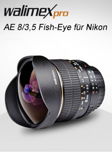 Walimex Pro AE 8/3,5 Fish-Eye f&uuml;r Nikon