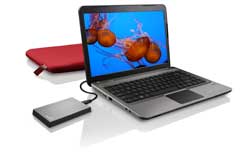 Laptop mit Seagate Festplatte Expansion