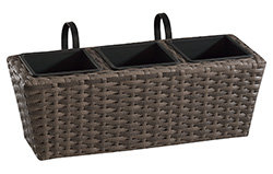 4 Polyrattan Balkonk&auml;sten inkl. Aufh&auml;ngung, 47x17x15cm, Farbe bicolour beige