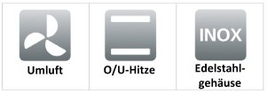 Umluft - Ober-/ Unterhitze - Edelstahlgeh&auml;use