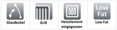 Glasdeckel - Grill - Heizelement eingegossen - Low Fat