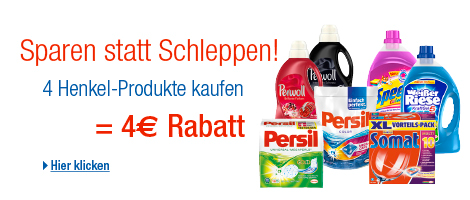 4 EUR Rabatt beim Kauf von 4 Henkel-Produkten