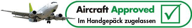 Approved for carry on luggage on board aircraft