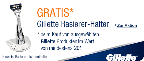 Gratis Gillette Rasierer-Halter beim Kauf von Gillette Produkten im Wert von mind. 20¤
