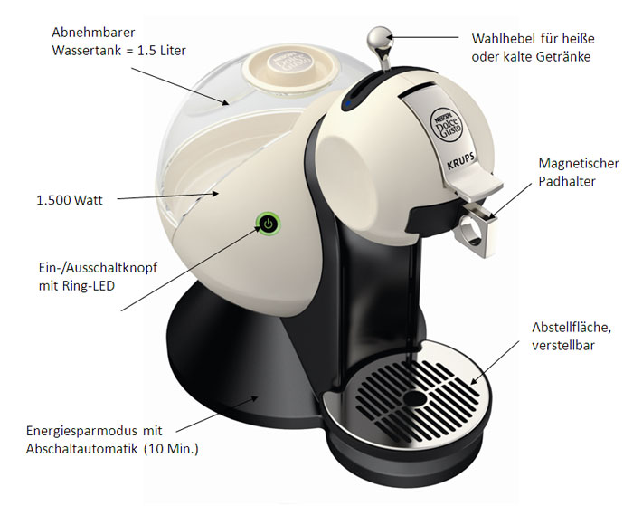 Amazon.de Krups KP 2102 Nescafé Dolce Gusto Melody®II glänzend beige