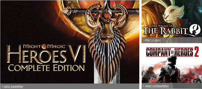 PC Games: Heroes of Might and Magic - Complete Edition, Night of the rabbit, Company of Heroes 2