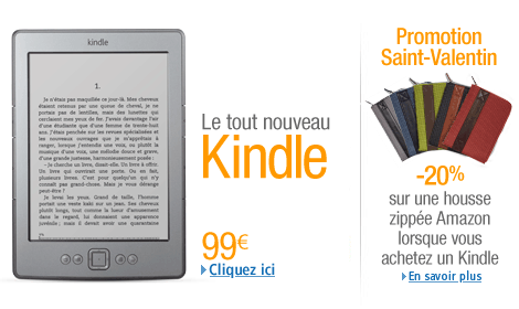 Promotion Saint-Valentin Kindle. -20% sur une housse zippée Amazon lorsque vous achetez un Kindle.