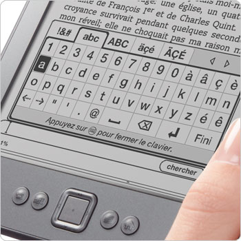 Le clavier s'affichant sur l'écran de la liseuse Kindle