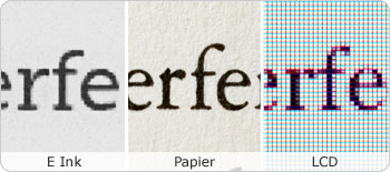 Les polices E Ink sont claires et nettes, comme sur un livre papier