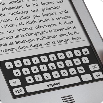 Liseuse Kindle Touch montrant le clavier tactile qui appara�t sur l'�cran