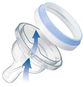 AVENT teats allow air into the bottle, preventing any vacuum build-up
