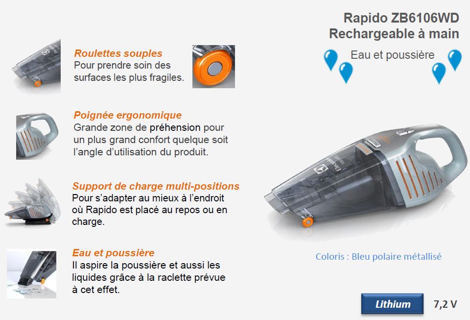 Electrolux ZB6106WD Rapido Aspirateur à Main Eau et Poussière