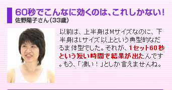 60秒でこんなに効くのは、これしかない! 佐野陽子さん