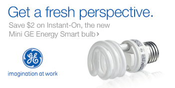Mini GE Energy Smart bulb - Get a fresh perspective. Save $2 on the new Instant-On bulb.