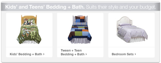 Kids and Teens Bedding and Bath.3 Bedding sets pictured