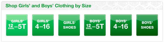 Shop girls and boys clothing by size