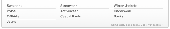 Categories in Mens clothing
