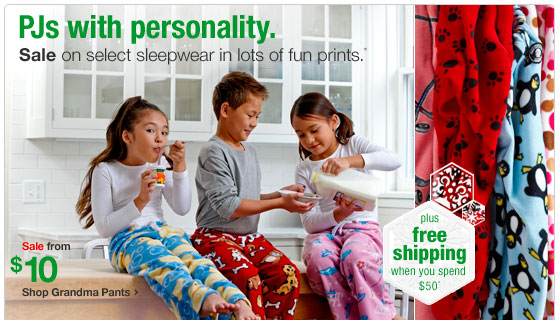 PJs with personality. Sale on select sleepwear in lots of fun prints. plus...