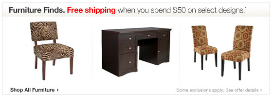 Furniture Finds.Free shipping when you spend 50 dollars on select.3 items shown