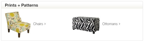 Prints and Patterns. Chairs. Ottomans