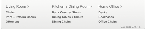 Furniture category links listed