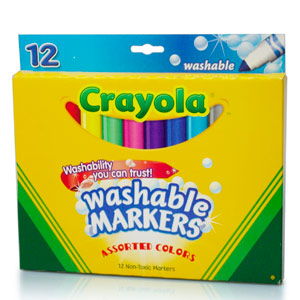 Crayola 绘儿乐12色可水洗粗头马克笔 经典色58-7812  