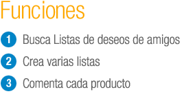 Opciones de la Lista de deseos Amazon:  Busca amigos, Listas de deseos, crea m�ltiples listas y escribe comentarios sobre los productos.