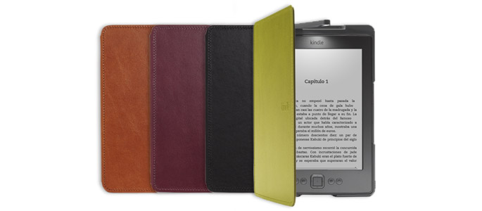 Funda de cuero con luz oficial de Amazon para Kindle