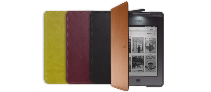 Funda de cuero con luz oficial de Amazon para Kindle Touch