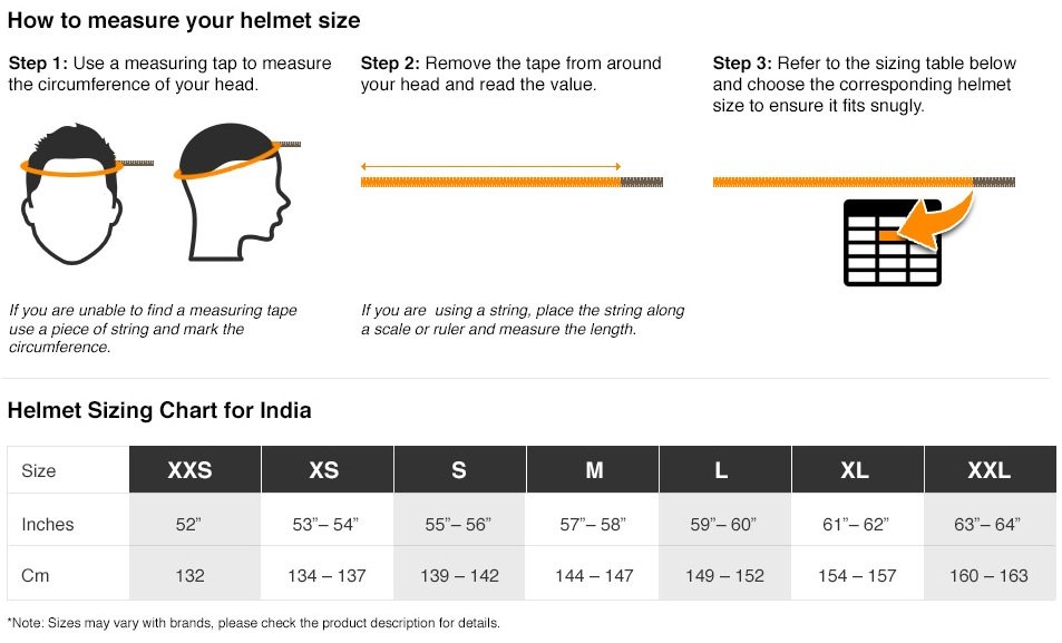 Helmet Size Chart Steelbird