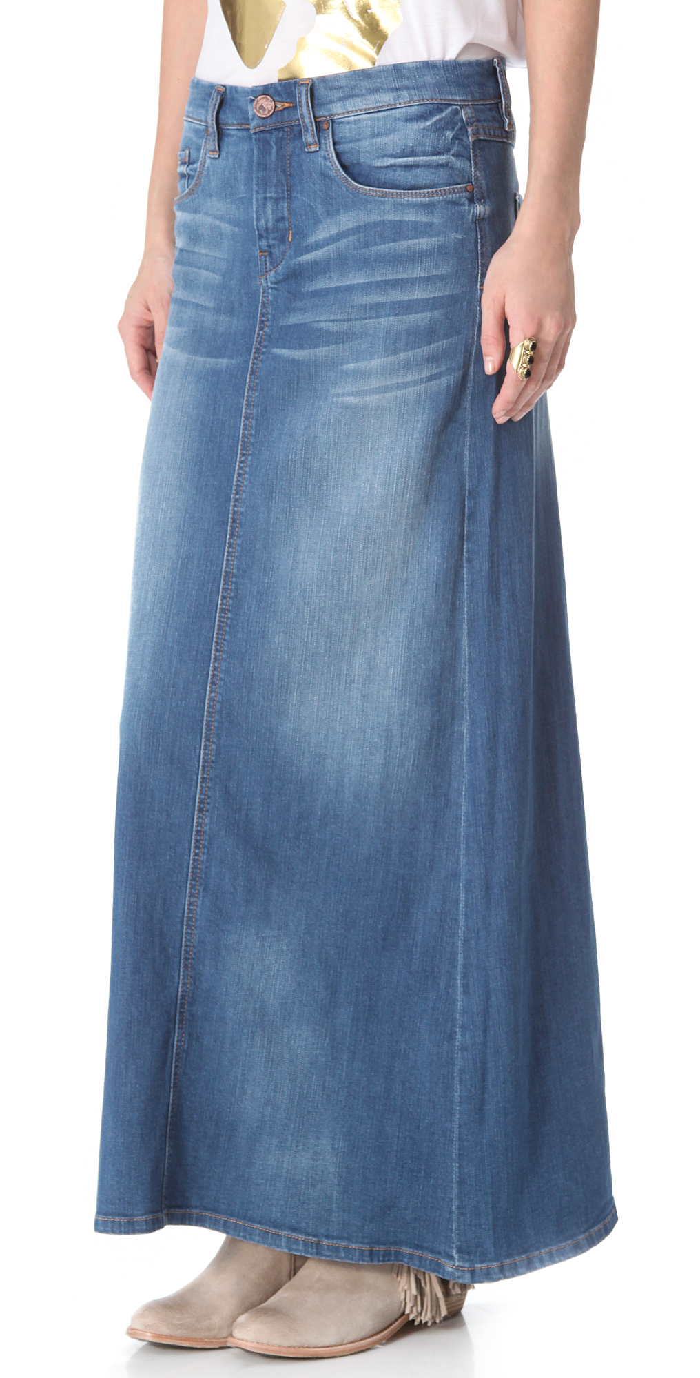 blank denim 牛仔布长半身裙