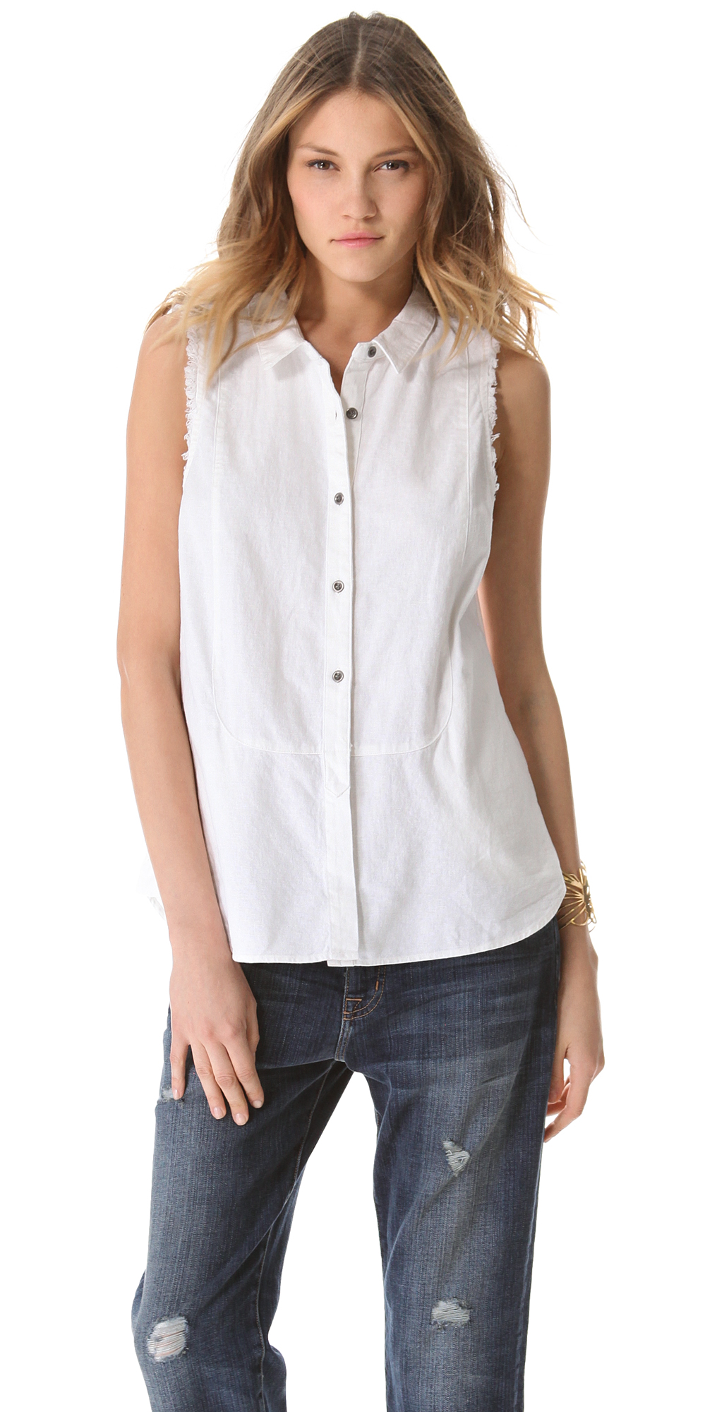 free people 亚麻无袖衬衣