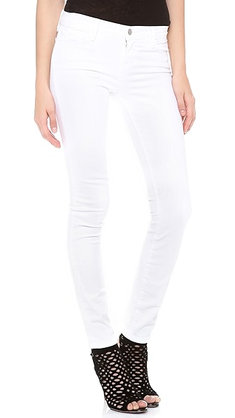 J Brand 811 Mid Rise Skinny Jeans - Blanc