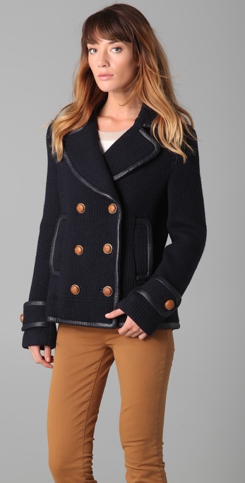 皮革滚边 tory burch berry 外套