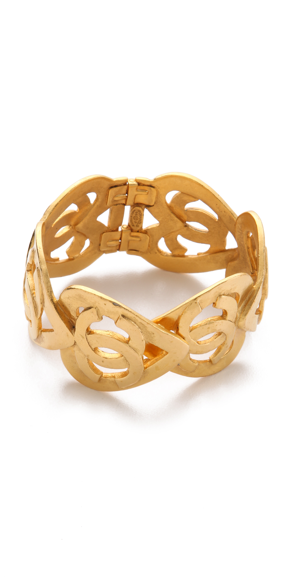 wgaca vintage 复古 chanel 心形宽手镯