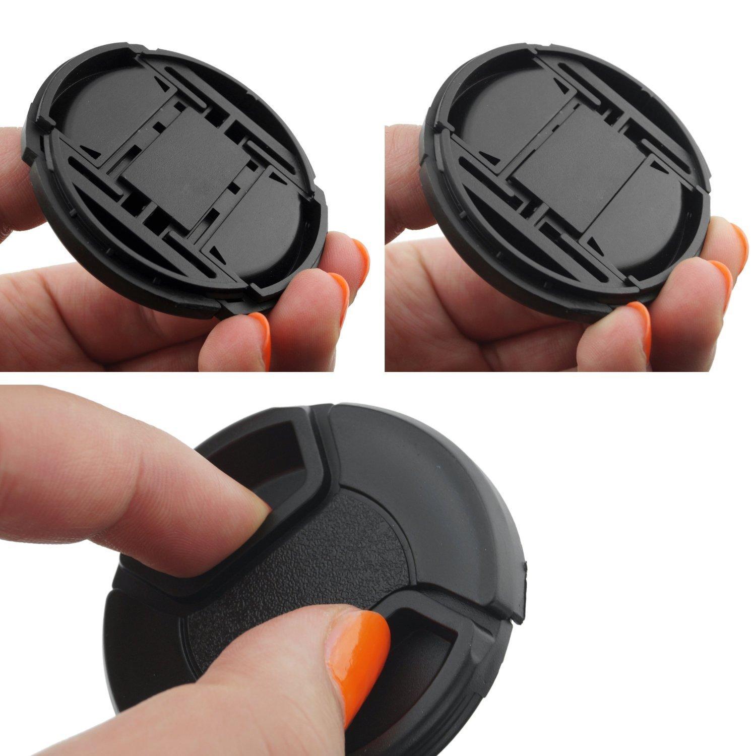 CELTD 3-Pack 49mm Snap-On Front Lens Caps – Fits Canon, Sony, Olympus, Nikon Cameras – Protective Cover