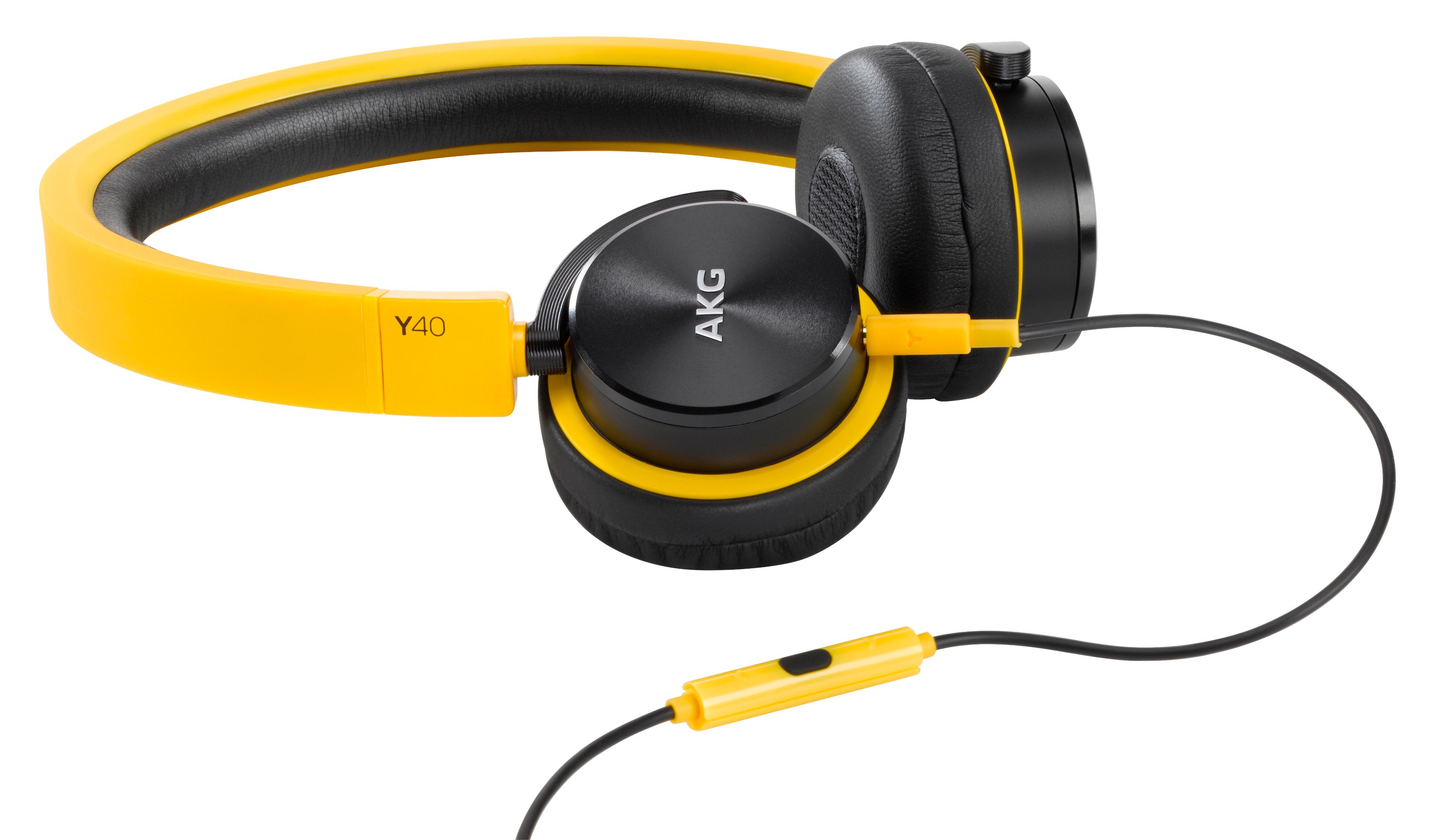 akg y40 yellow mini on-ear headphone with remote/microphone and