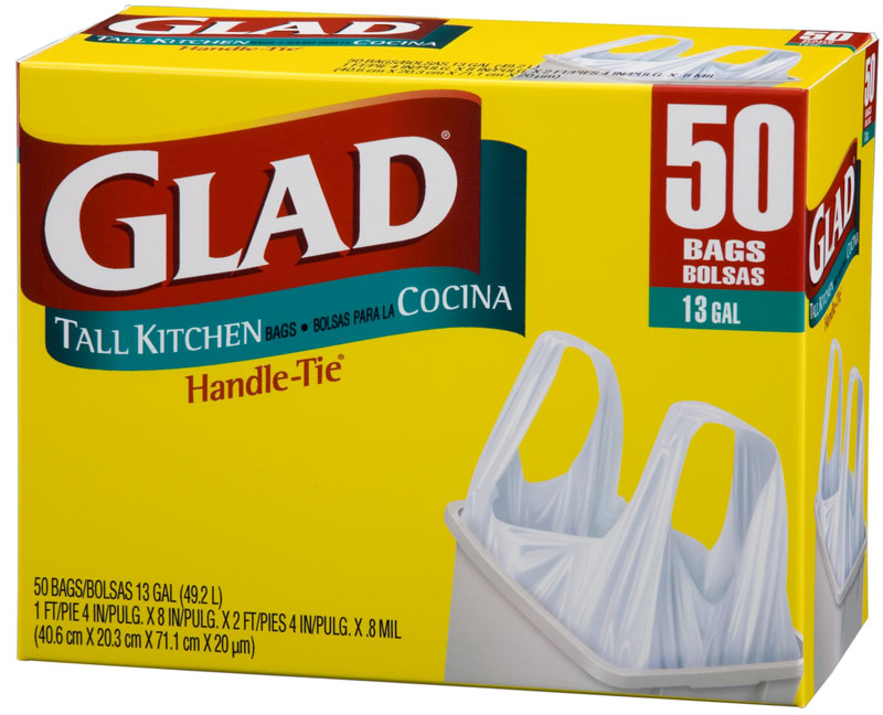 Glad Tall Kitchen Quick-Tie Trash Bags - 13 Gallon, White, 68 Count - Unscented